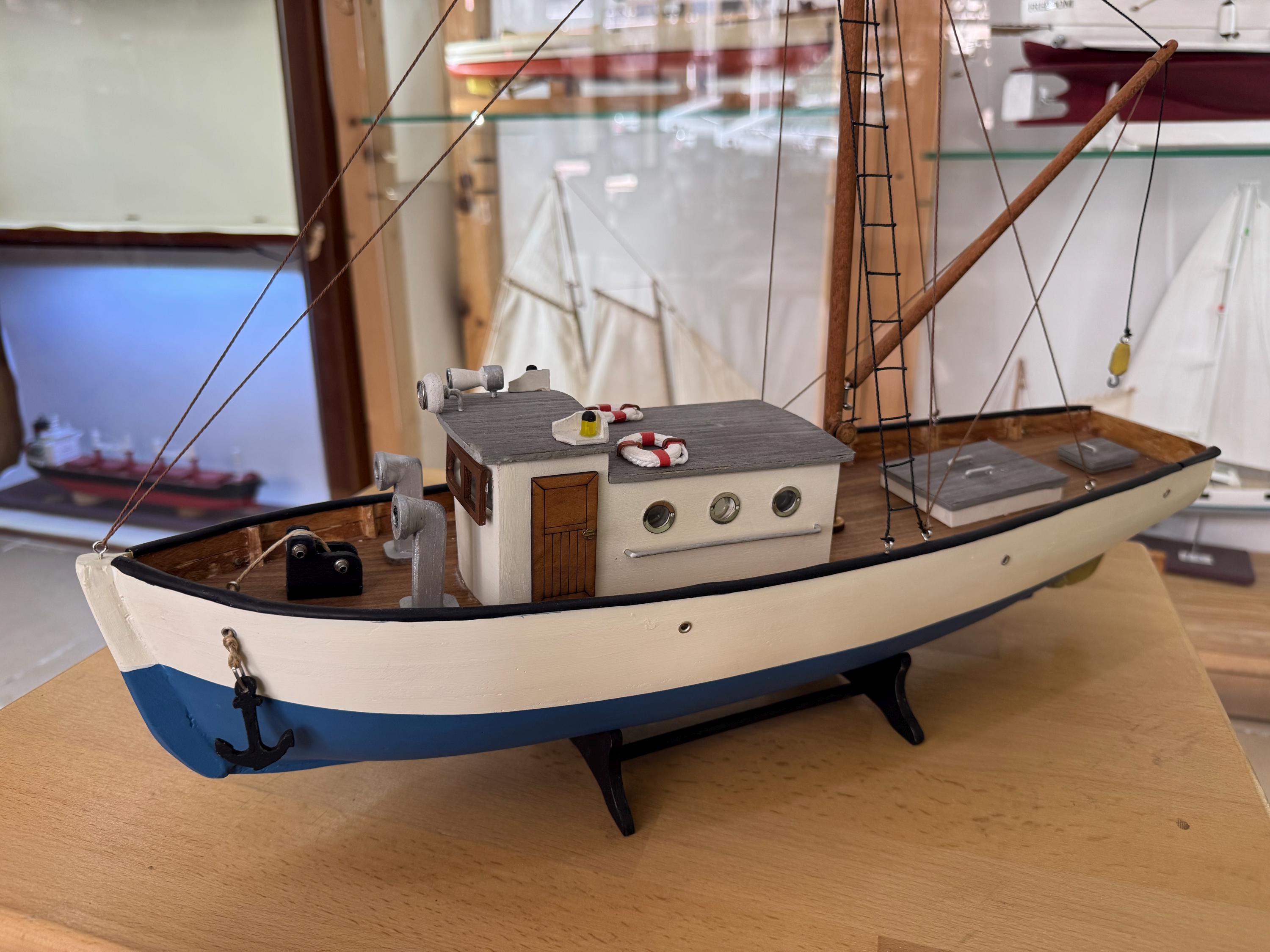 Handcrafted Wooden Fishing Boat NAXOS | Mediterranean Decor (50cm