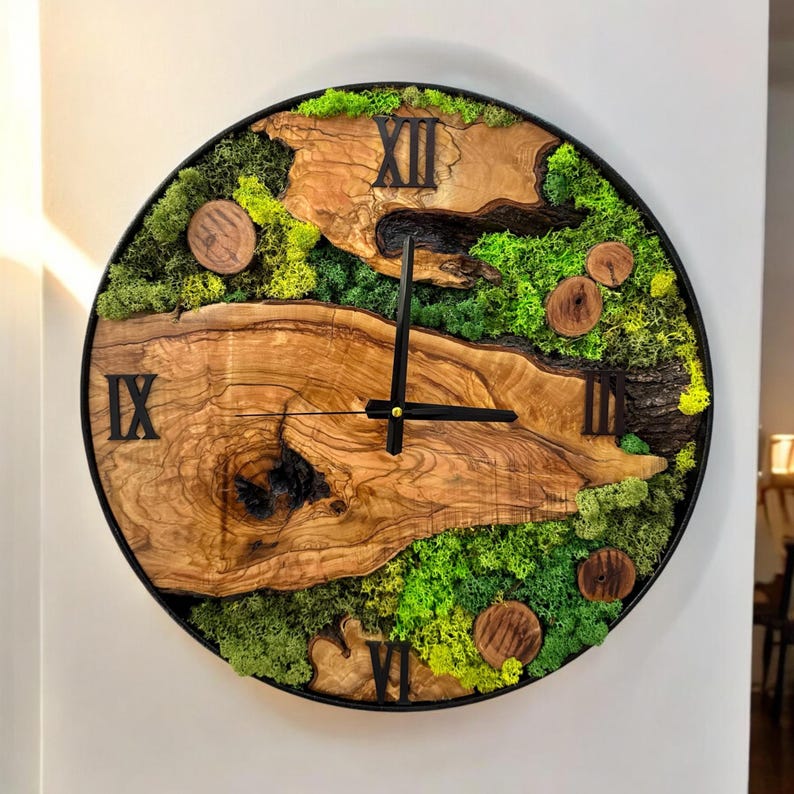 Handmade Moss Wall Clock – Natural and Rustic Eco-friendly Decor ...