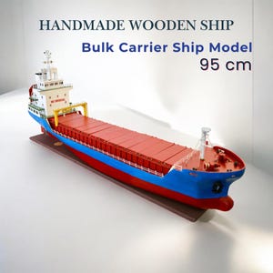 Handcrafted Wooden Cargo Ship Model: Vintage Nautical Decor, 95cm