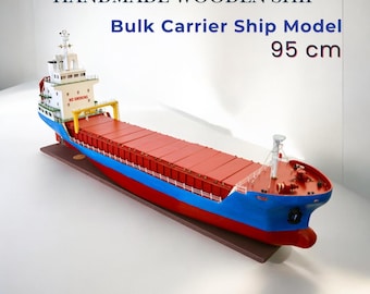 Handcrafted Wooden Cargo Ship Model: Vintage Nautical Decor, 95cm