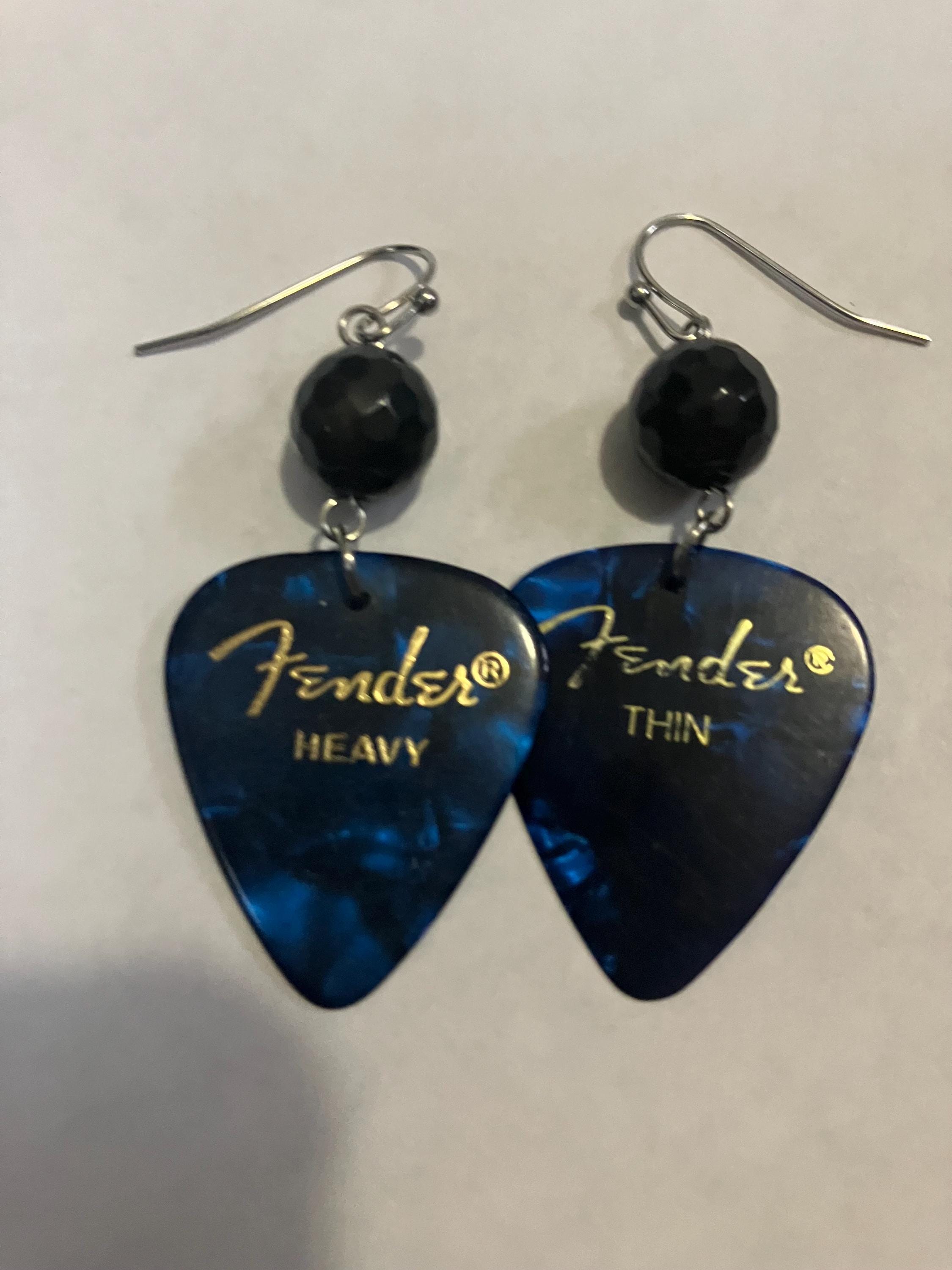 Orecchini per chitarra, in argento Sterling 925, con plettro, per la musica, per le donne, Argento sterling, Nessuna pietra preziosa
