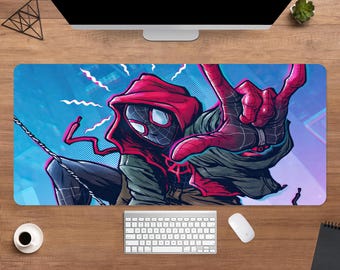 Spider-Man: Into the Spider-Verse Desk Mat | Miles Morales Mouse Pad | Large Desk Pad | Anime Desk Decor