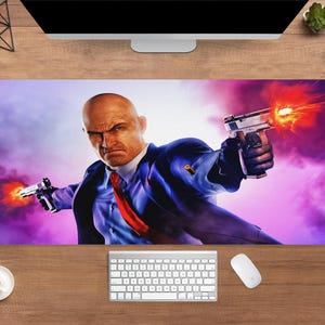 Hitman spel skrivbordsmatta | Agent47 musmatta | Stor skrivbordsmatta | Spel skrivbordsdekor