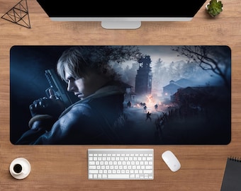 Resident Evil 4 Desk Mat | Leon Scott Kennedy Mouse Pad | Large Desk Pad | Gaming Desk Decor