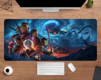 Baldur's Gate Desk Mat | Forgotten Realms Mouse Pad | Large Desk Pad | Gaming Desk Decor