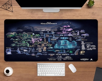 Tappetino da scrivania con mappa di Hollow Knight / Tappetino per mouse Hallownest / Tappetino da scrivania grande / Decorazione per scrivania da gioco