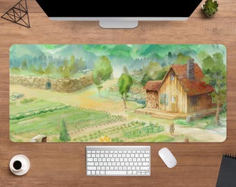 Stardew Valley Desk Mat | Pelican Town Mouse Pad | Large Desk Pad | Gaming Desk Decor