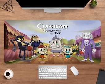 Cuphead Desk Mat | Mugman Mouse Pad | Large Desk Pad | Gaming Desk Decor