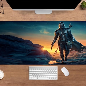 The Mandalorian Schreibtischunterlage | Star Wars Mauspad | GROSSE Schreibtischunterlage | TV-Show Schreibtisch Dekor