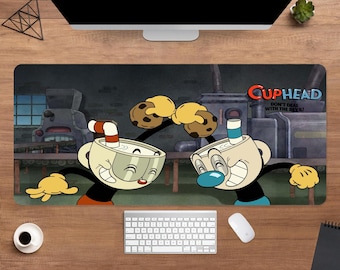 Cuphead Desk Mat | Mugman Mouse Pad | Large Desk Pad | Gaming Desk Decor