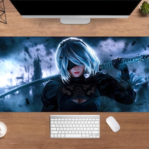 NieR Automata Desk Mat | NieR Automata 2B Mouse Pad | Large Desk Pad | Gaming Desk Decor