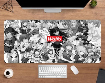 Waifu Anime Desk Mat | Anime Girl Mouse Pad | Large Desk Pad | Gamer Desk Decor