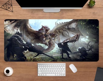 モンスターハンターワールド デスクマット | モンスターハンター マウスパッド | 大型デスクパッド | ゲーミングデスク装飾