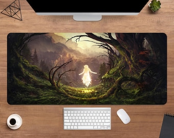 Fantasy Forest Desk Mat | Magical Nature Mouse Pad | Large Desk Pad | Gaming Desk Decor