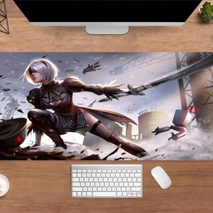NieR Automata Desk Mat | NieR Automata 2B Mouse Pad | Large Desk Pad | Gaming Desk Decor