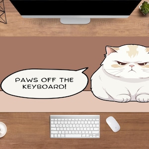 Grumpy Cat Desk Mat | Funny Cat Mouse Pad | Large Desk Pad | Gamer Desk Decor