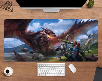 モンスターハンターワールド デスクマット | モンスターハンター マウスパッド | 大型デスクパッド | ゲーミングデスク装飾