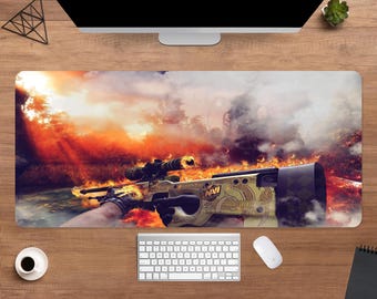 Podkładka pod mysz Counter Strike | Podkładka pod mysz CS AWP Sniper | Duża podkładka na biurko | Dekoracja biurka gamingowego