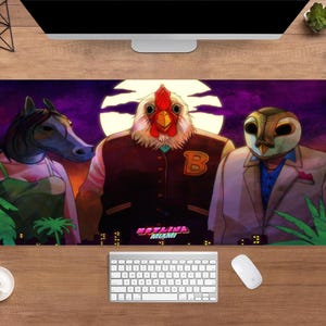 Hotline Miami Desk Mat | Hotline Miami Jacket Mouse Pad | Large Desk Pad | Gaming Desk Decor