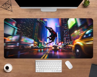 Spider-Man: Into the Spider-Verse Desk Mat | Miles Morales Mouse Pad | Large Desk Pad | Anime Desk Decor