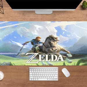 The Legend of Zelda Desk Mat | Breath of the Wild Mouse Pad | Large Desk Pad | Gaming Desk Decor