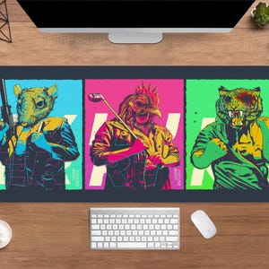 Hotline Miami Desk Mat | Hotline Miami Jacket Mouse Pad | Large Desk Pad | Gaming Desk Decor