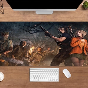 Resident Evil 4 Desk Mat | Leon Scott Kennedy Mouse Pad | Large Desk Pad | Gaming Desk Decor