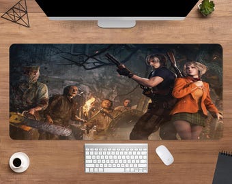 Resident Evil 4 Desk Mat | Leon Scott Kennedy Mouse Pad | Large Desk Pad | Gaming Desk Decor