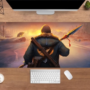 Alfombrilla de escritorio larga y oscura / Alfombrilla de ratón larga y oscura / Alfombrilla de escritorio grande / Decoración de escritorio para juegos