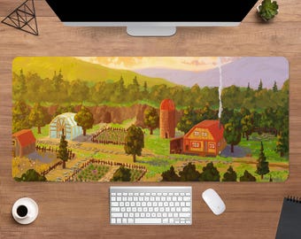 Alfombrilla de escritorio de Stardew Valley / Alfombrilla de ratón de Pelican Town / Alfombrilla de escritorio grande / Decoración de escritorio para juegos