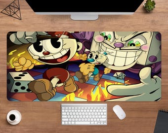 Cuphead Desk Mat | Mugman Mouse Pad | Large Desk Pad | Gaming Desk Decor