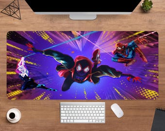 Spider-Man: Into the Spider-Verse Desk Mat | Miles Morales Mouse Pad | Large Desk Pad | Anime Desk Decor