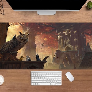 Magical Kingdom Desk Mat | Fantasy Wizard Mouse Pad | Large Desk Pad | Gamer Desk Decor