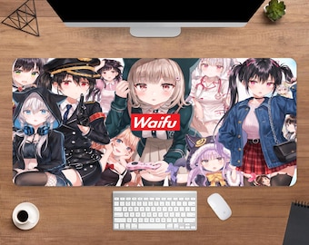 Waifu Anime Desk Mat | Anime Girl Mouse Pad | Large Desk Pad | Gamer Desk Decor