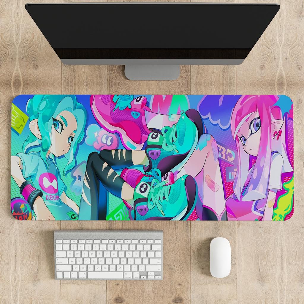 Splatoon Desk Mat | Inklings Mouse Pad | Large Desk Pad | Gaming Desk ...
