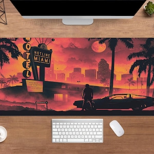 Hotline Miami Desk Mat | Hotline Miami Mouse Pad | Large Desk Pad | Gaming Desk Decor