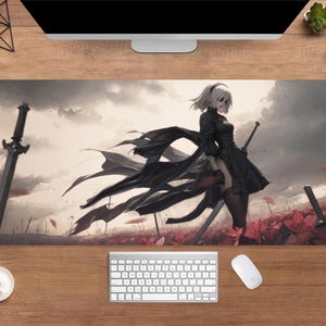 NieR Automata Desk Mat | NieR Automata 2B Mouse Pad | Large Desk Pad | Gaming Desk Decor