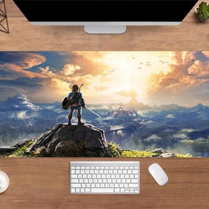 The Legend of Zelda Desk Mat | Breath of the Wild Mouse Pad | Large Desk Pad | Gaming Desk Decor