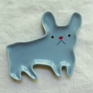 French Bulldog Trinket Dish Abstract Ceramic Blue Dog Danica Studio