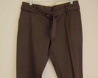 34/36 Italian Short Pants Unisex Brown Cotton Capris Designer Guy Rover Italy Boyfriend Pants Waist Slim Fit Peddle Pushers Size 34-36