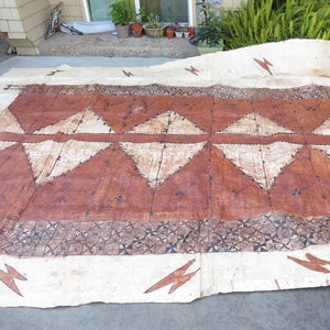 19ft x 14ft TAPA CLOTH Extra Large Antique Handcrafted Siapo Kapa Cloth Samoa Tahiti Pacific Island Art Folk Arts & Crafts image 4