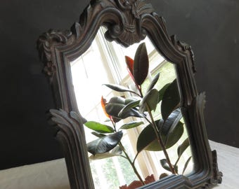 BAROQUE Style MIRROR Ornate Small Dressing Table Mirror Carved Wood Vanity Mirror Small Wall Mirror Estate Find