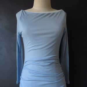 NWT Blue Jersey Dress James Perse Pastel Blue Rayon Knit Midi-Maxi Dress Baby Blue Petite Dress Size 2