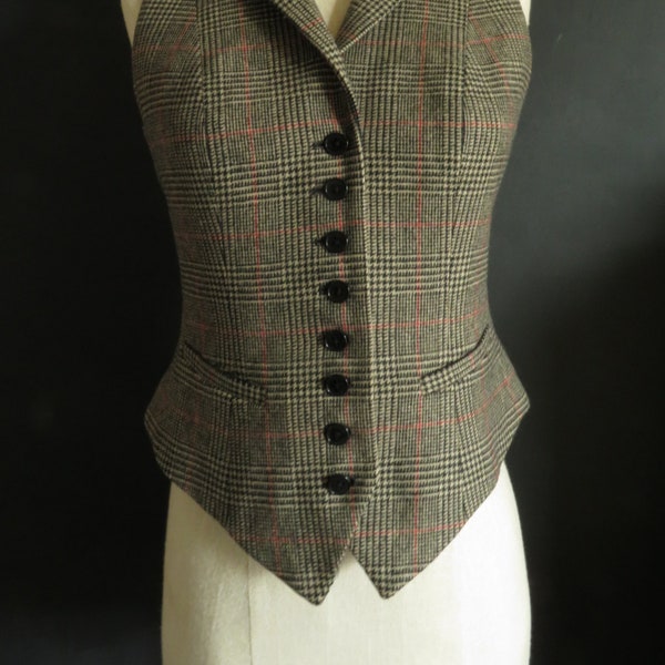 Plaid Wool Equestrian Vest Vintage Ralph Lauren Size 2