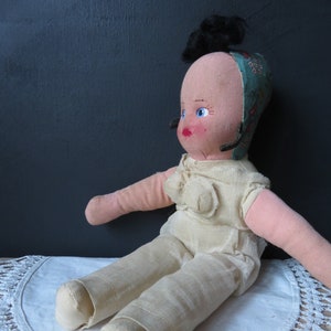 Antique Trans Doll 1930s Cloth Doll Handmade Hand Crafted Soft Doll Stuffed Vintage Blue-Eyed Doll Mastectomy Doll Breast Cancer Doll