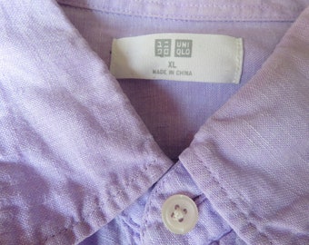 XL Men's Lavender Linen Shirt Button Front Purple Linen Shirt Wedding Wear Summer Resort Wear Size Extra Large