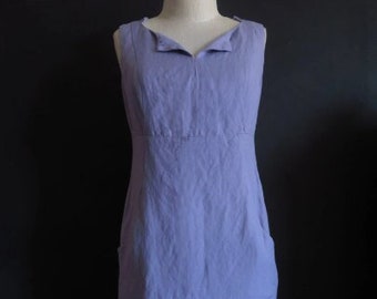 Lavender Linen Dress Kate Hill Sheath Purple Linen Rayon Dress Petite Size 4