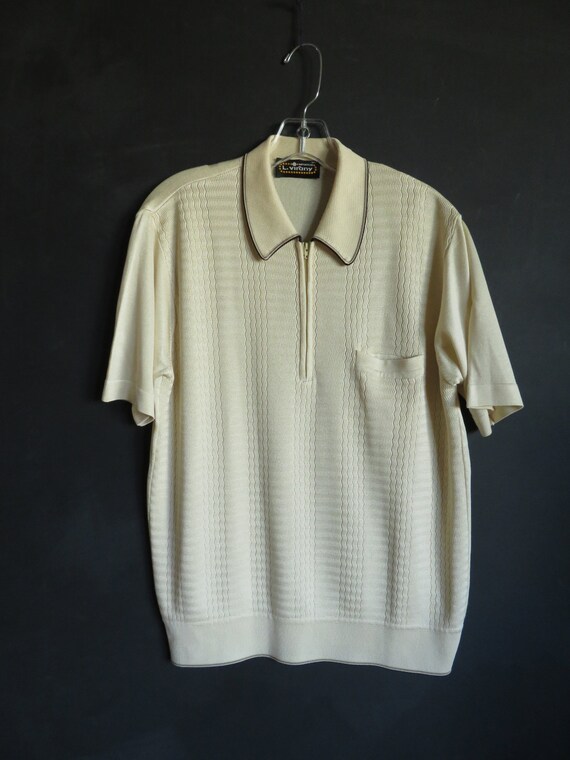 60s Rat Pack Shirt Mod Silky Sexy Knit Mid Century