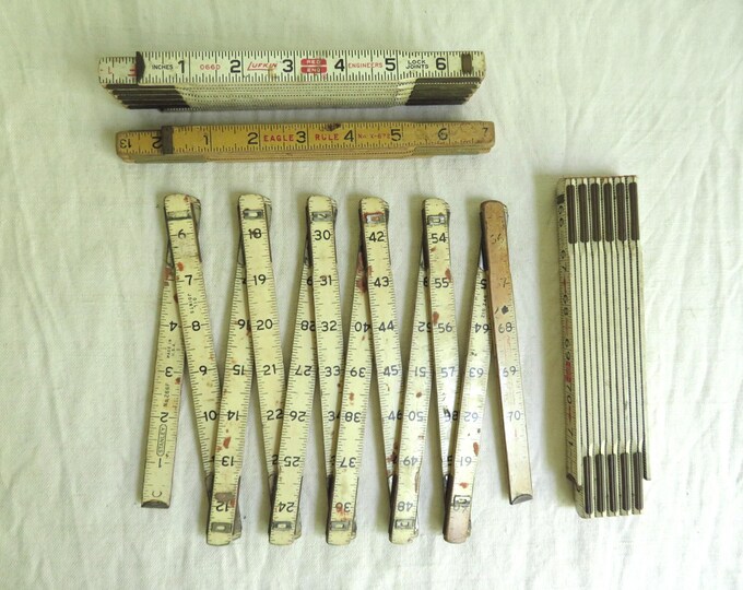 4 Folding Wood Rules Brass-hinged Antique Wooden Rulers ~ Lufkin ...