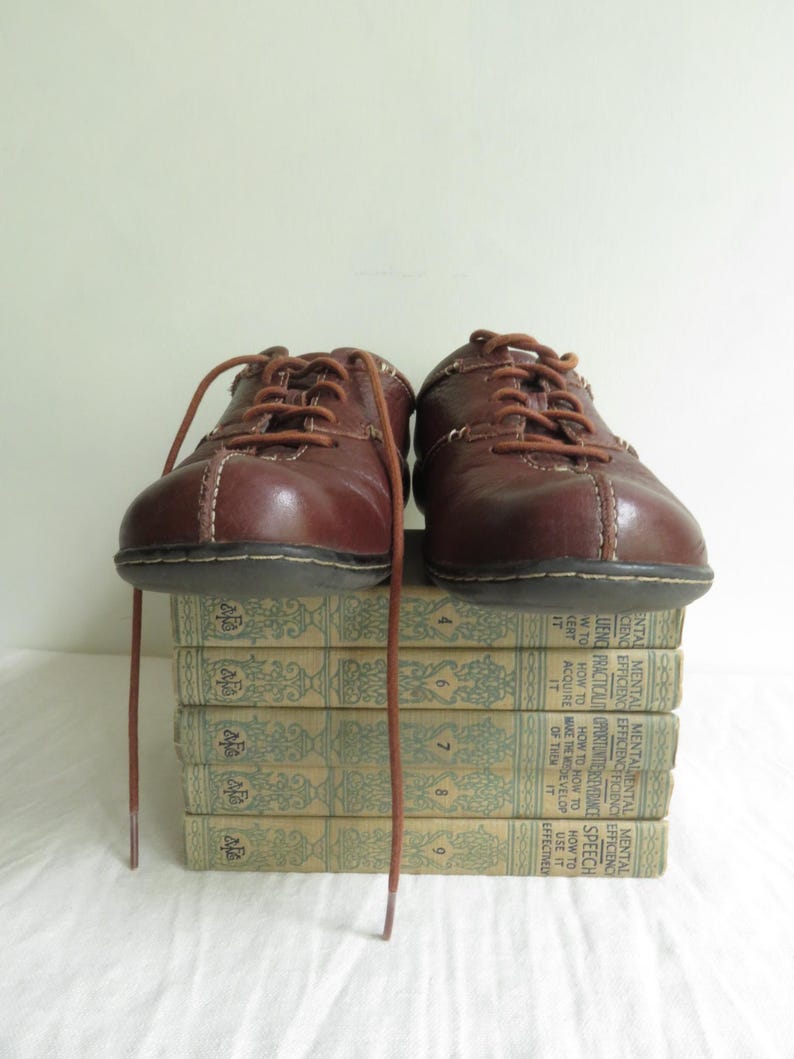 8.5 Brown Leather Clarks Bendables Loafers Lace-Up Shoes Size 8.5M bild 4